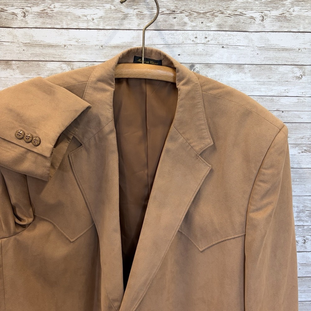 Circle S Mens 52R Western Blazer Brown Faux Suede Cowboy Rodeo Jacket 2-Button